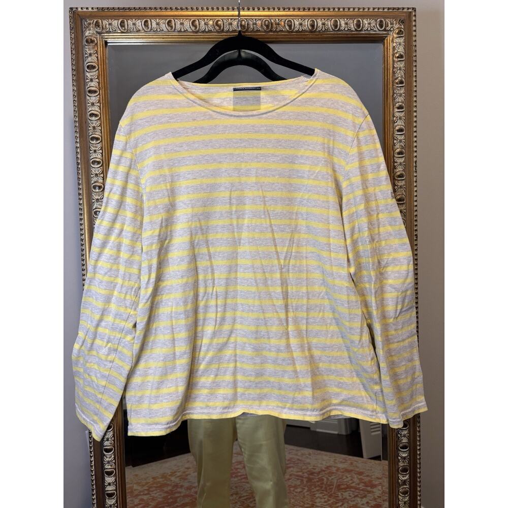 Saint James L'Atelier Women's Top Long Sleeve T-Shirt Striped Yellow And Beige